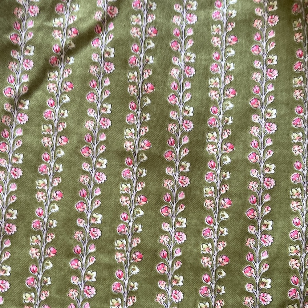 HANDMADE Floral High Neck Tank Size Small Green with Pink Flowers Bow Closure - Picture 2 of 4